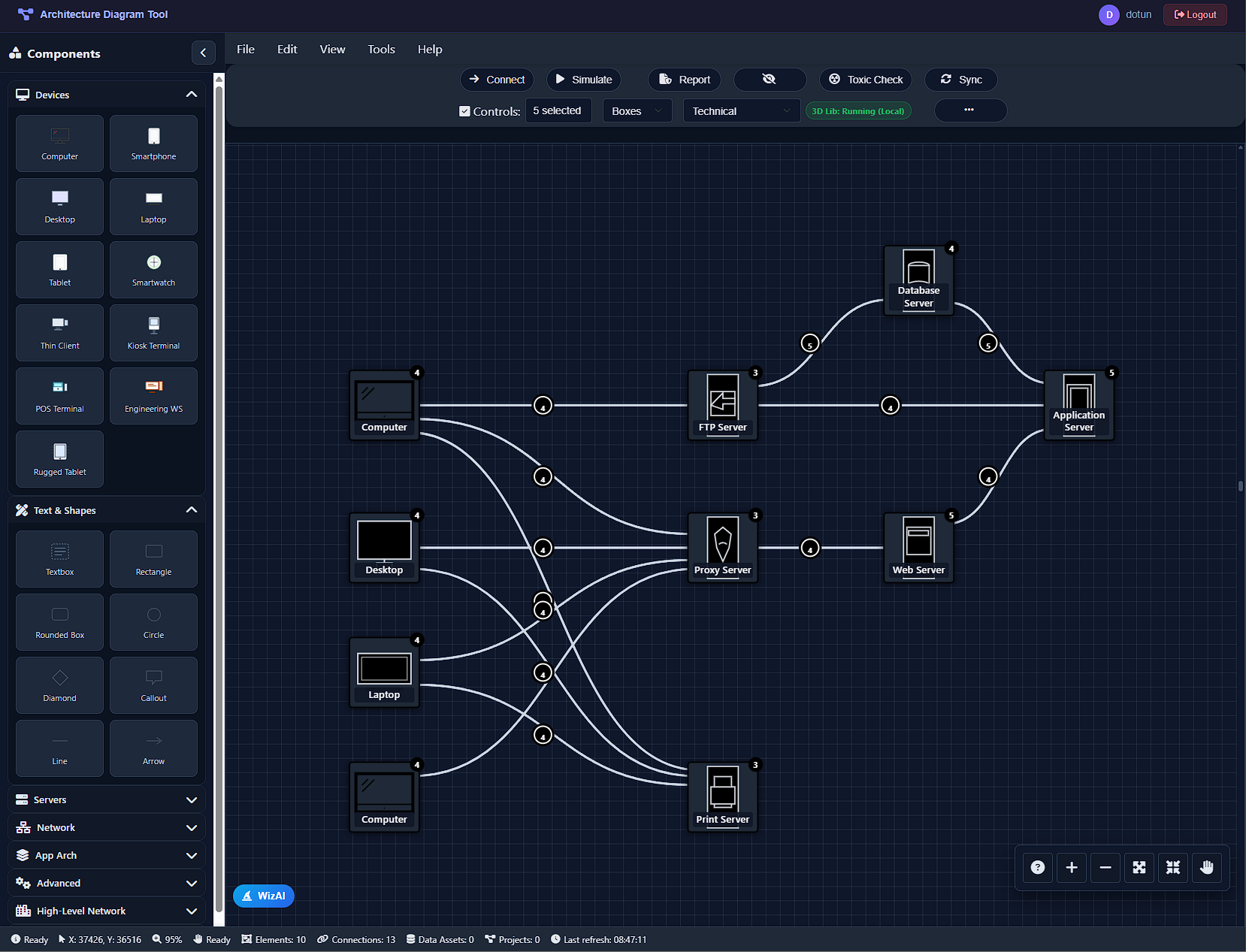 Wireframe presentation view
